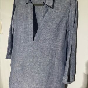 Tahari Light Blue Linen Top